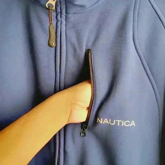 Nautica Men's Blue Jacket Size XL Long Sleeve Full Zip Teal Blue Soft Shell - Picture 11 of 14